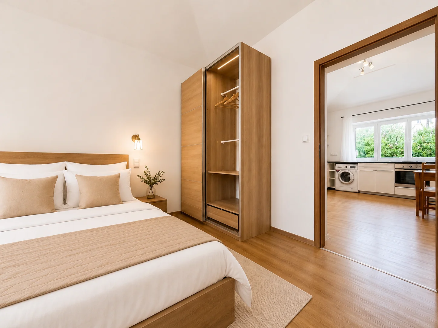 Ložnice s průhledem do kuchyně – vizualizace